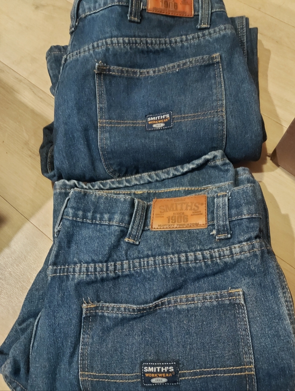 2 Smith's - Brushed Flannel Lined Relaxed Fit Carpenter Work Jeans - 38" X 32"